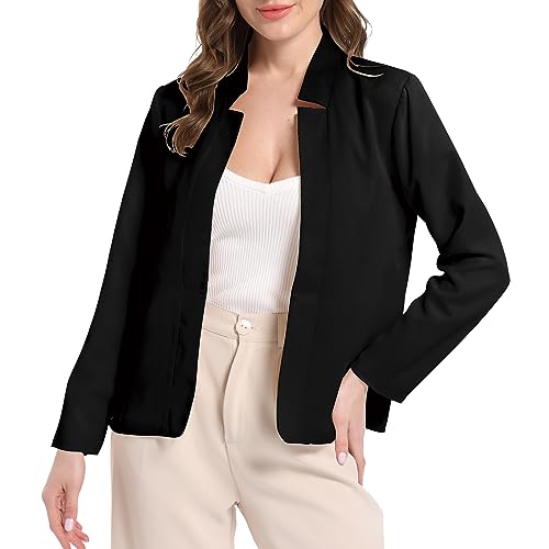FWAY Blazer for Women Long Sleeve Suit Jacket Open Front Cardigan Casual Blazers for Ladies Work Office Suit Bolero Plus Size Black