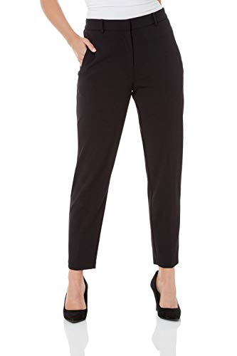 Roman Originals Work Trousers for Women UK Ladies Office Smart Stretch Suit Pants Cigarette Straight Leg Tailored High Elasticated Waist Tapered Ankle Grazer Slim - Regular Black (28 inch) - Size 18