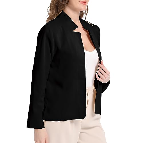 FWAY Blazer for Women Long Sleeve Suit Jacket Open Front Cardigan Casual Blazers for Ladies Work Office Suit Bolero Plus Size Black