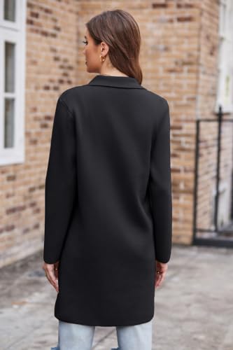 GRACE KARIN Womens Lapel Collar Work Office Blazer Coats Suit Jackets Autumn Winter Open Front Long Knit Cardigans Black M