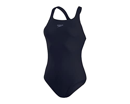 Speedo Women's ECO Endurance+ Medallist Swimsuit, Comfortable Fit, Classic Design, Extra Flexibility, True Navy, 36