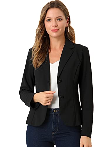 Allegra K Women's Work Office Lapel Collar Stretch Jacket Suit Blazer Black 20