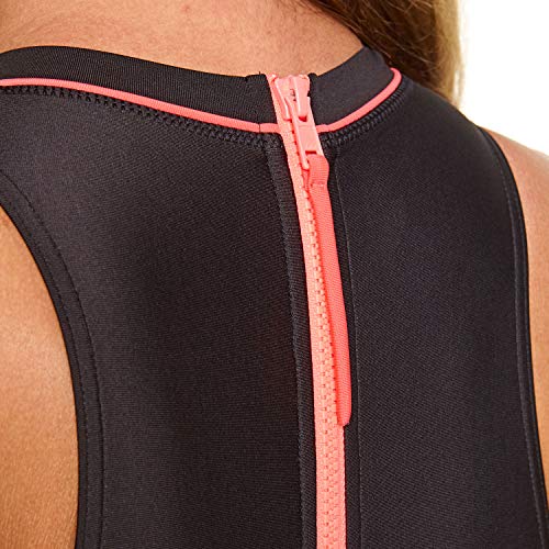 Zoggs Women's Cable Zipped High Neck One Piece Swimsuit, Black/Coral/Eco Fabric, 40-inch Size 16 UK