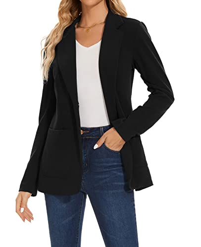 MINTLIMIT Womens Blazers Suit One Button Suit Notched Lapel Jacket Elegant Formal Business (Black M)