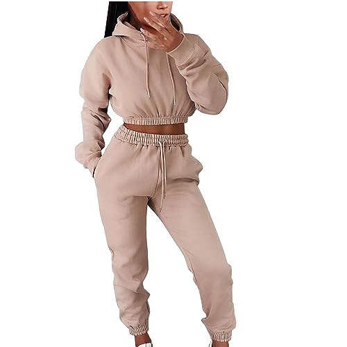 Tracksuit Womens Full Set UK Sale Clearance,Ladies Hoodies and Jogging Bottoms Cropped Tracksuits Autumn Winter Teenager Girls Track Suit Running Walking Hiking Yoga Gym Set Two Piece Outfit