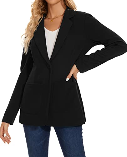 MINTLIMIT Womens Blazers Suit One Button Suit Notched Lapel Jacket Elegant Formal Business (Black M)
