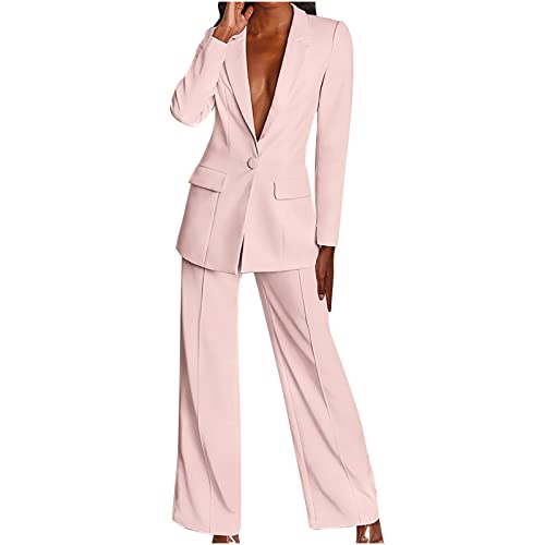 Women's Suit Formal 2 Piece Blazer Set Casual Loose Solid Color Suits Blazers and Trousers Suit Set for Work Office Wedding Business Sale Promotion Clearance