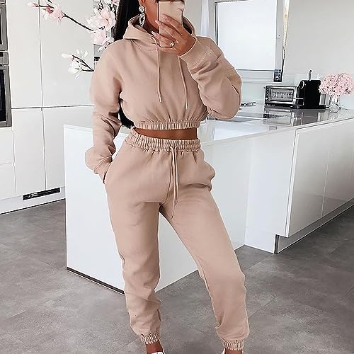 Tracksuit Womens Full Set UK Sale Clearance,Ladies Hoodies and Jogging Bottoms Cropped Tracksuits Autumn Winter Teenager Girls Track Suit Running Walking Hiking Yoga Gym Set Two Piece Outfit