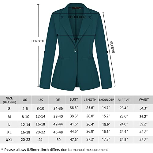 MINTLIMIT Women's Suits & Blazers Long Sleeve Ladies Jackets Elegant Linen Lapel Suit Roll-up Sleeve Size 12 14 (B-Black M)
