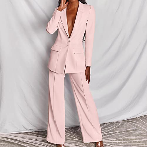 Women's Suit Formal 2 Piece Blazer Set Casual Loose Solid Color Suits Blazers and Trousers Suit Set for Work Office Wedding Business Sale Promotion Clearance