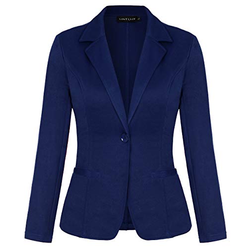 MINTLIMIT Women's Business Casual Blazer Notched Lapel with Pockets Work Office Blazer Jacket Suit Blue M