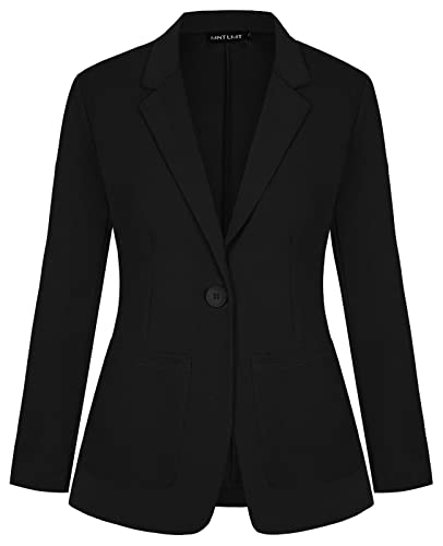 MINTLIMIT Womens Blazers Suit One Button Suit Notched Lapel Jacket Elegant Formal Business (Black M)