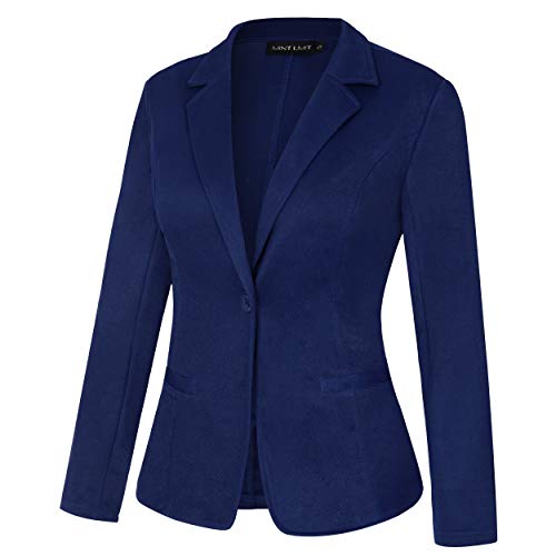 MINTLIMIT Women's Business Casual Blazer Notched Lapel with Pockets Work Office Blazer Jacket Suit Blue M