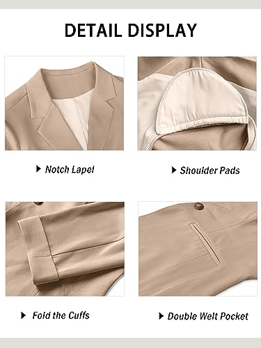 GRECERELLE Women's Blazer Suit Elegant 3/4 Sleeve Jackets Business Casual Work Office Blazer Jacket Suiting & Blazers Cardigans with Pockets Button for Ladies (Black, 16)