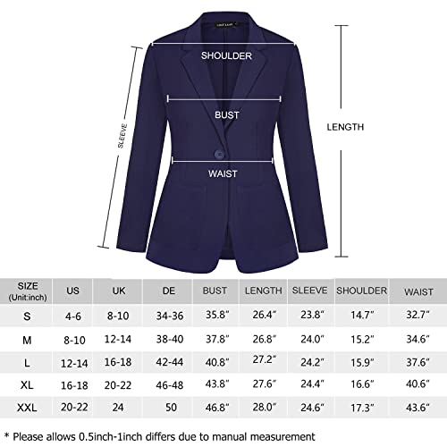 MINTLIMIT Womens Blazers Suit One Button Suit Notched Lapel Jacket Elegant Formal Business (Black M)