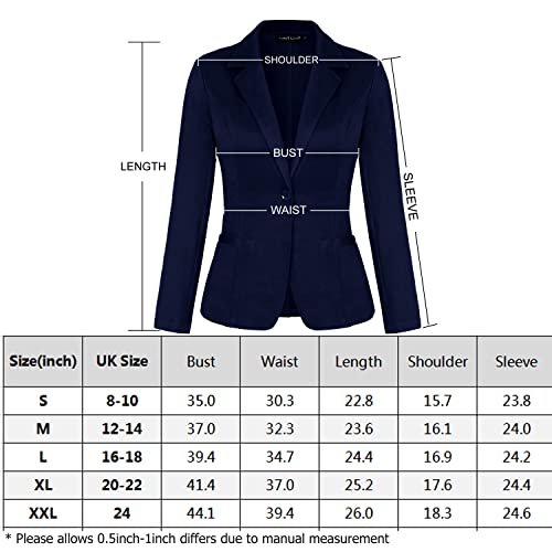 MINTLIMIT Women's Business Casual Blazer Notched Lapel with Pockets Work Office Blazer Jacket Suit Blue M