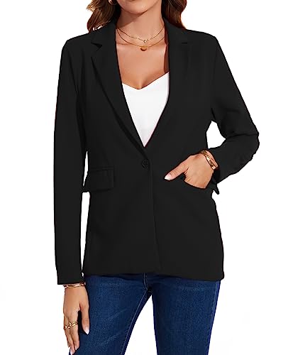 MINTLIMIT Women Blazer Jackets Casual Notched Lapel Suit Coat Outerwear for Formal Occasions (B-Black L)