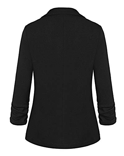 MINTLIMIT Women’s Color Work Office Long Sleeve Button Lined Blazer with Pockets(Black,Size M)