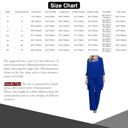 renvena Mother of The Bride Dress Pant Suits Women Plus Size Chiffon 3 Pieces Wedding Guest Evening Outfit Blue XL