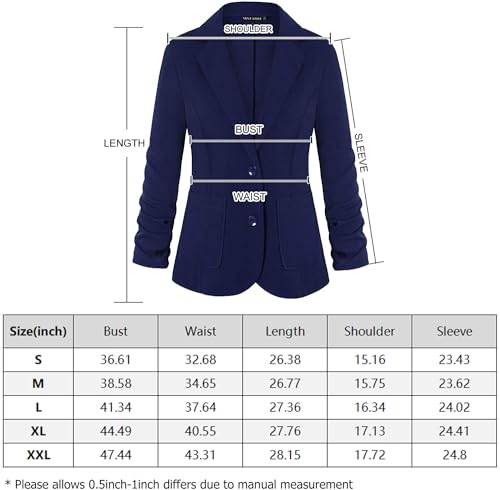 MINTLIMIT Women’s Color Work Office Long Sleeve Button Lined Blazer with Pockets(Black,Size M)