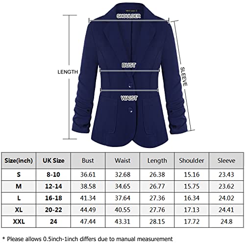 MINTLIMIT Women’s Color Work Office Long Sleeve Button Lined Blazer with Pockets(Black,Size M)