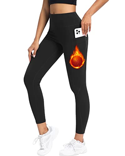 QUEENIEKE Women Gym Leggings High Waist 4 Pockets Soft Workout Leggings Fleece Inner