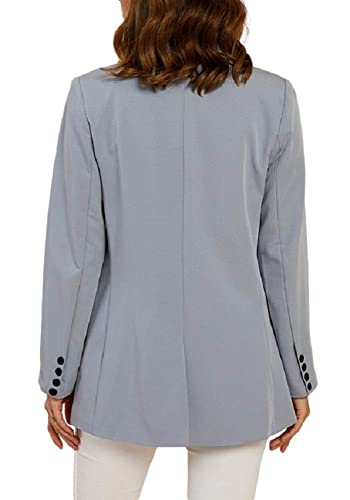 Cicy Bell Women's Casual Blazer Long Sleeve Open Front Work Office Jacket with Pockets Grey XL