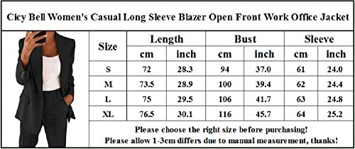 Cicy Bell Women's Casual Blazer Long Sleeve Open Front Work Office Jacket with Pockets Grey XL