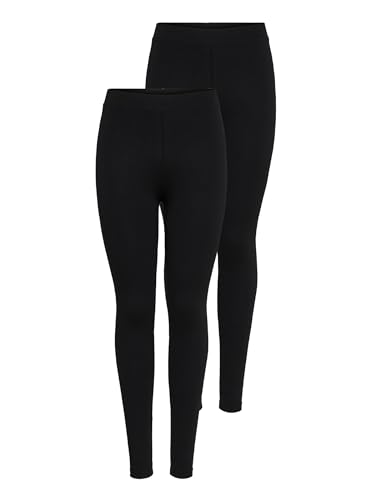 ONLY Women's Onllive Love New 2-pk Noos Leggings, Black (Black Pack: Black and Black), XS UK