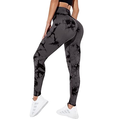 Gym Leggings Womens Scrunch Seamless Leggings High Waist Leggings Tie Dye Yoga Pants for Workout Tummy Control Sports Tights for Yoga Running Fitness(as8, Alpha, s, Regular, Regular, Grey)