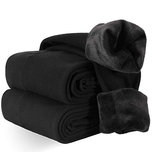 XDDIAS Womens Leggings,2 Pairs Thermal Winter Leggings Black Thick Lined Elastic Leggings Girls High Waisted Pants,The New Version adds Elastic Thermal Leggings Women