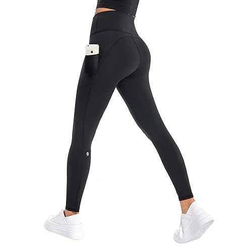 GymCope Yoga Pants for Women, High Waisted Leggings for Women with Tummy Control, Workout Leggings with Pockets for Yoga, Running, Gym or Lounging Black