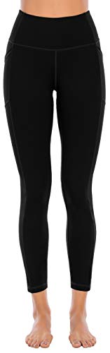 OVRUNS High Waist Gym Leggings for Women Yoga Pants with Pockets Workout Running Compression Leggings for Women - Black - XL