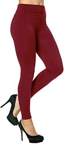 Ladies Thick Winter Thermal Leggings Fleece Lined Warm High Waist Size-10 Wine