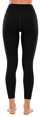 OVRUNS High Waist Gym Leggings for Women Yoga Pants with Pockets Workout Running Compression Leggings for Women - Black - XL