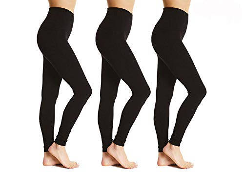 Bonjour® Women's Full Length Cotton Leggings Soft, Plus Sizes (Black, XXL (16/18))