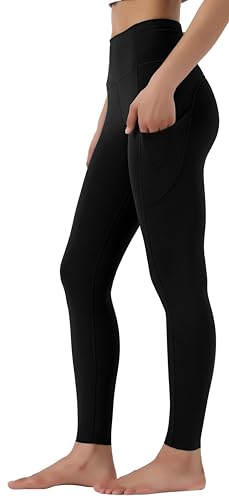 Leovqn Yoga Pants with Pockets Gym Legging Women High Waist Sport Running Workout Tummy Control Leggings - Black XL