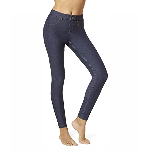 HUE Women's Essential Denim Leggings, Deep Indigo Wash, M