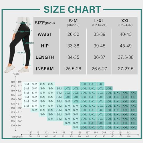 DDOBB Leggings for Women High Waisted Black Leggings Tummy Control Stretchy Pants Trousers for Gym Yoga Running Sport Regular&Plus Size(A-Black, S-M)