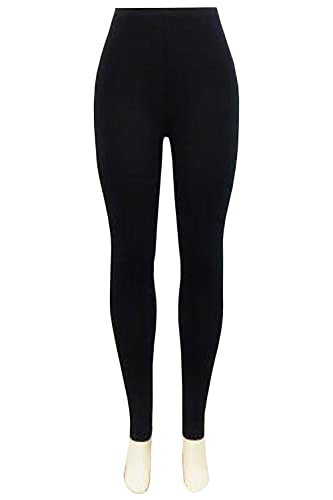 Ladies 2 Pack Cotton Lycra Plain Stretchy Soft Ankle Length Leggings Gym Yoga Pants Elasticated Waist (20-22 UK, Black)