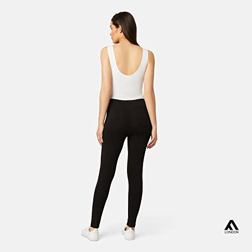 FM London Casual Leggings Women's , Black , XL (16-18)