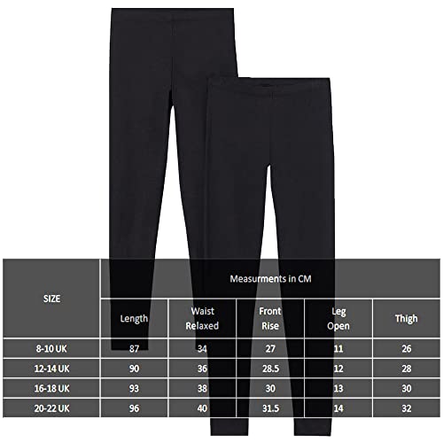 Ladies 2 Pack Cotton Lycra Plain Stretchy Soft Ankle Length Leggings Gym Yoga Pants Elasticated Waist (20-22 UK, Black)