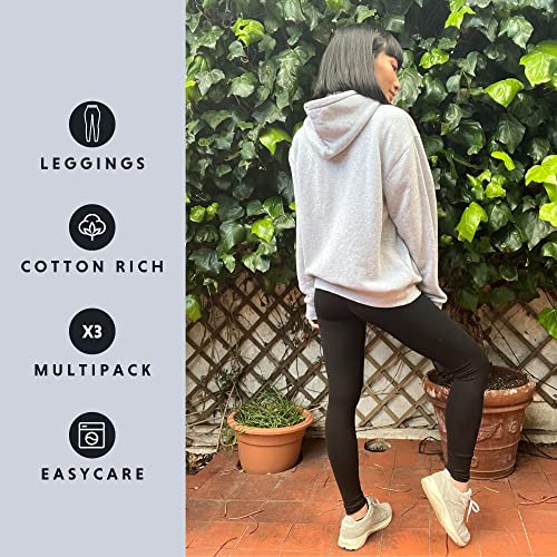 FM London Casual Leggings Women's , Black , XL (16-18)