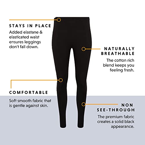 FM London Casual Leggings Women's , Black , XL (16-18)