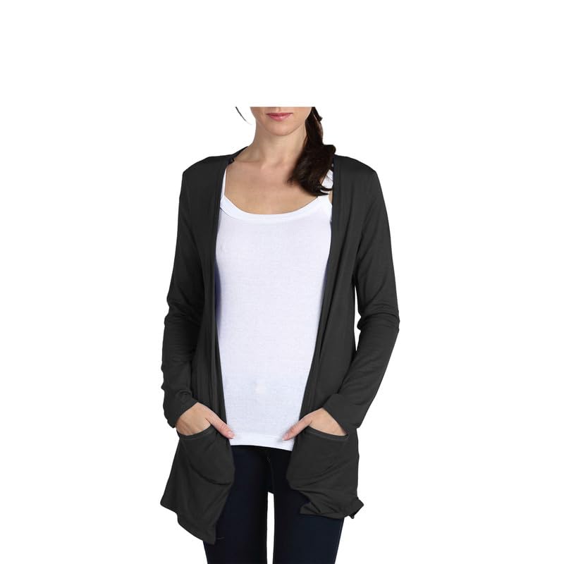 R&N FASHIONS - Ladies Casual Long Sleeve Open Front Cardigans Lightweight Solid Color Women’s top Stylish Comfortable Versatile Fashionable (Black, 20-22)