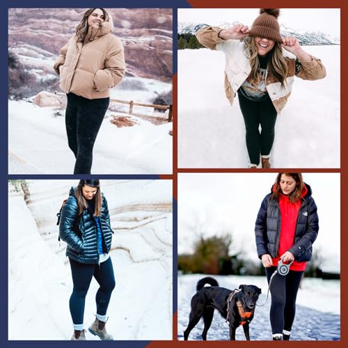 AMIYOYO Thermal Leggings Women with Pockets High Waist Fleece Lined Leggings Warm Winter Fur Yoga Pants Tummy Control Trousers Soft Stretchy Tights Workout Yoga Gym Running(Black,S-M)