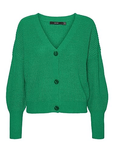 Vero Moda Women's Vmlea Ls V-neck Cuff Cardigan Noos Cardigan Sweater , Bright Green,M