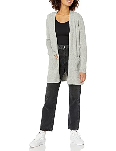 Amazon Essentials Women's Long-Sleeved Open-Front Jersey Stitch Cardigan, Light Grey Heather, M