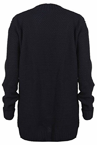 Purple Hanger New Womens Everyday Long Sleeve Button Top Ladies Chunky Aran Cable Knit Grandad Cardigan (16-18 XL, Black)
