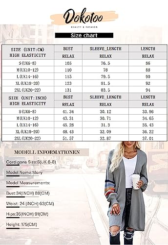 AlvaQ Womens Cardigan Knitwear Jumper Casual Coat Open Front Sweater Coat Cardigan 2023,(Khaki Size UK 14 16)